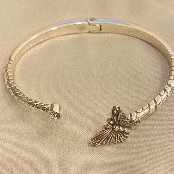 Brighton | Jewelry | Brighton Butterfly Hinged Silver Bangle Open Cuff ...